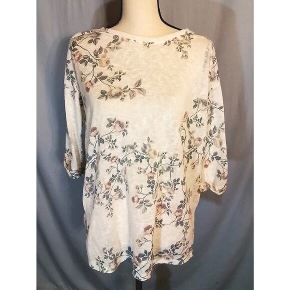 Creamy off-white maternity top sweater with flowers - Picture 1 of 5